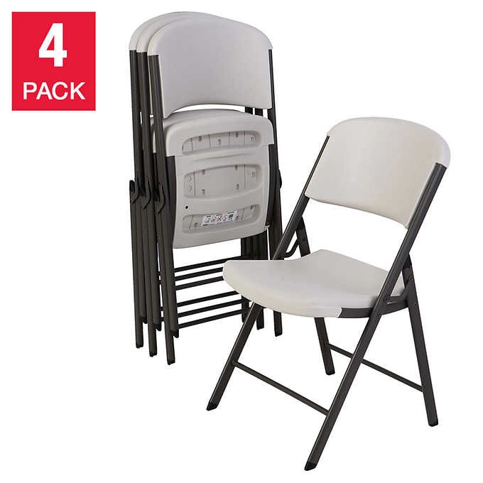 Lifetime Folding Chairs, White or Beige, 4-pa
