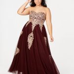 Say Yes to the Prom Trendy Plus Size Embroidered Strapless Gown .