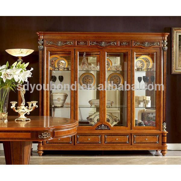 0029 Italy design classic dining room wooden glass showcase, View .