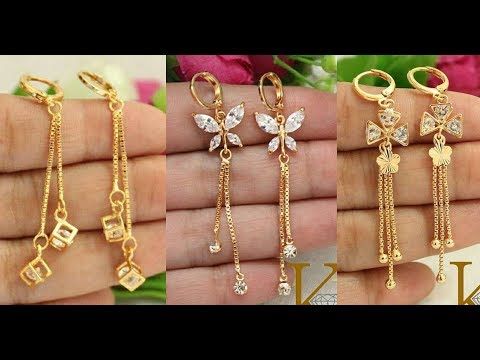 Top Beautiful Designer GOLD Drop EARRING 2018 Images WITH Weight .