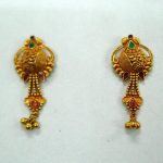 Traditional design 20kt gold earrings ear stud handmade gold | Et