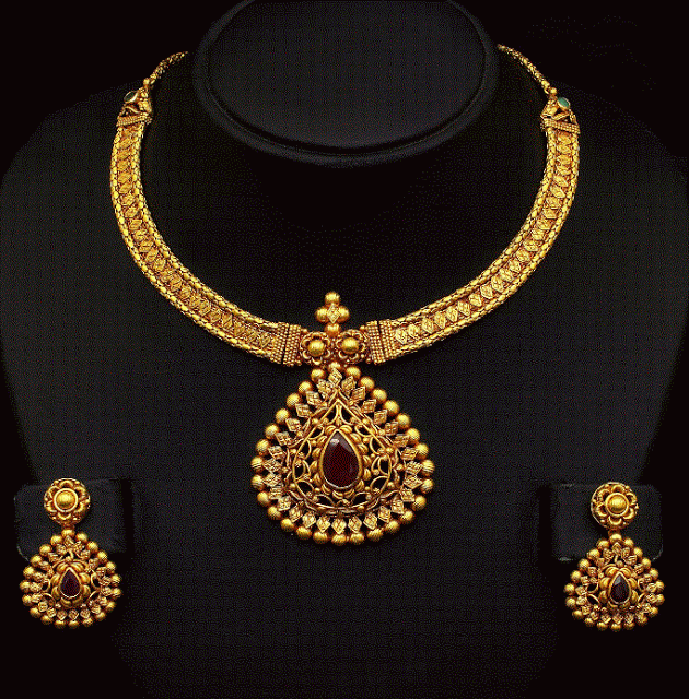Gold Necklace - Indian Jewellery Designs South Jewellery (With .