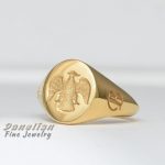 Signet Ring Men, Gold Pinky Ring, Custom Signet Ring, Personalized .