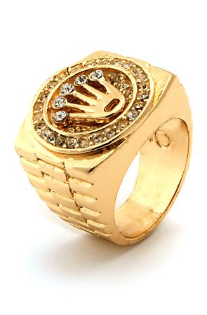 Men's Gold Crown CZ Hip Hop Ring by King Ice use rep code: OLIVE .