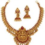 22K Gold 'Lakshmi' Necklace & Earrings Set (Temple jewellery .