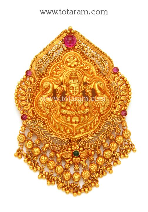 22K Gold 'Lakshmi' Pendant (Temple Jewellery) | Gold jewellery .