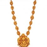 22K Gold 'Lakshmi' Long Necklace with Beads (Temple Jewellery .