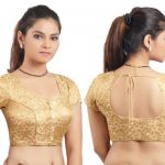 Golden ready made stitched padded printed blouse (With images .