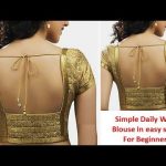 very easy steps simple daily wear golden blouse back neck design .