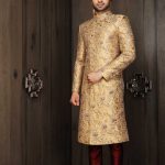 Pure Silk Golden Sherwani - Manav Ethn