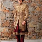 Golden Maroon Designer Wedding Wear Sherwani, Latest Designer men .