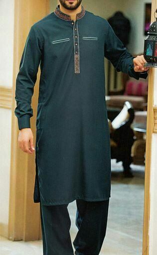 dark green fashionable qurta | Mens kurta designs, Salwar kameez .