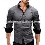 Mens Dark Grey Dress Shirt With Black Placket Style - Buy Boys .