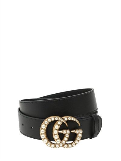 40mm Gg Marmont Pearl Buckle Belt, Black | Gucci gg belt, Gucci .