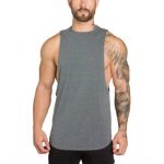 Cotton Spandex Breathable Mens Gym Vest With Custom Logo Mens Tank .