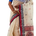 Amazon.com: SareesofBengal Women's Bengal Tant Saree Cream Tangail .