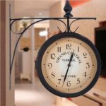 Metal Hanging Wall Clock In Vintage Train Station Design Double .