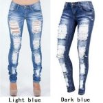 Distressed Jeans Ladies Cotton Denim Pants Stretch Womens Ripped .
