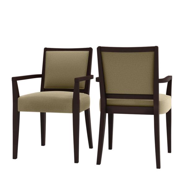 Handy Living Emelia Upholstered Dining Arm Chairs in Espresso .