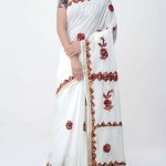 White Pure Kerala Cotton Saree With Kalamkari Applique Work, Rs .