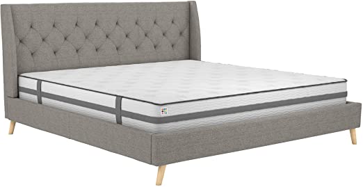 Amazon.com: Novogratz Her Majesty Upholstered Linen Bed, Tufted .