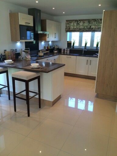 Love these shiny cream kitchen floor tiles x | Kitchen tiles .