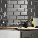 Grey brick effect kitchen wall tile … (With images) | Grey kitchen .