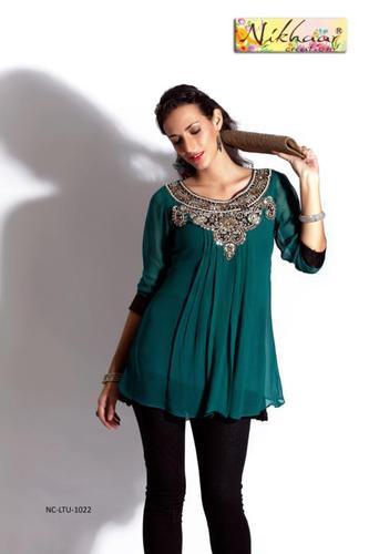 Green Traditional Designer Party Wear Tunic Kurti, Rs 1819 /piece .