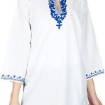 Amazon.com: Embroidered White Shirt Kurti Tunic - Authentic Indian .
