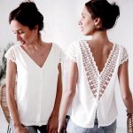 Womens Casual Short Sleeve Lace Tops and blouses elegant Ladies .