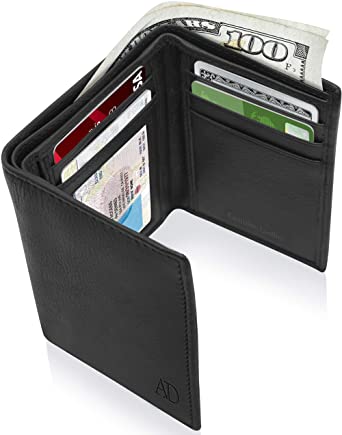 Genuine Leather Wallets For Men - Trifold Mens Wallet With ID .