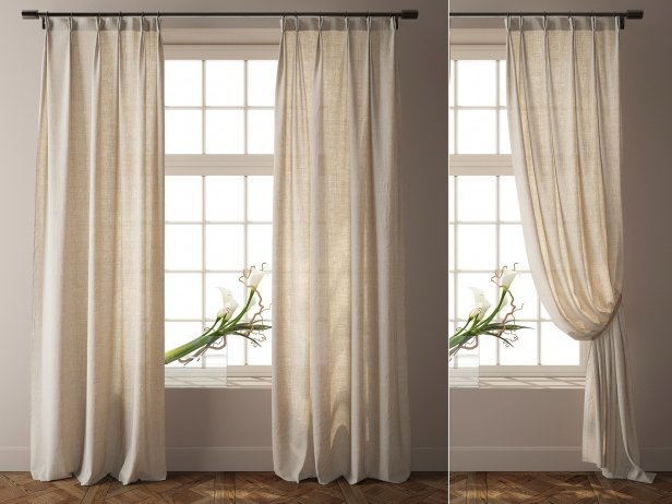 Country Solid Nature Linen Curtains 3d mod