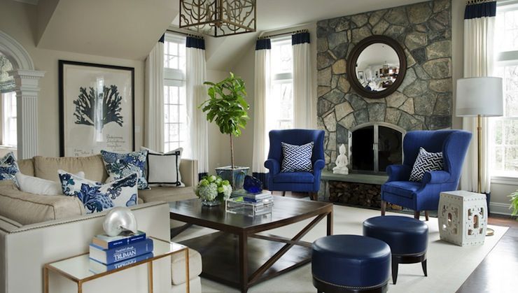 Morgan Harrison Home - living rooms - wingback chairs, blue .