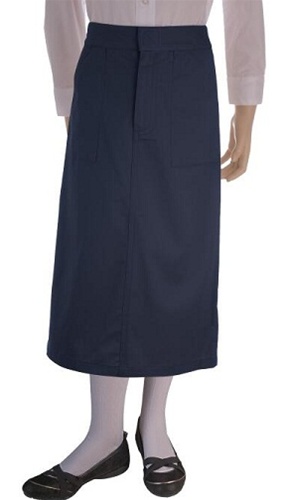 Wholesale Girl's School Uniform Long Skirt in Navy Bl