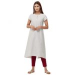 Off white embroidered cotton long tops - Naari - 28964