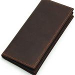Men's Vintage Genuine Leather Long Bifold Wallet With Zipper .