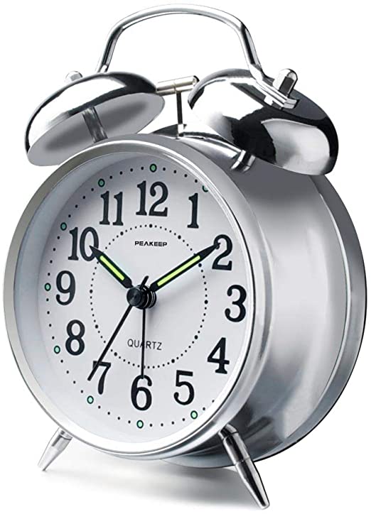 Amazon.com: Peakeep 4 inches Twin Bell Loud Alarm Clock for Heavy .
