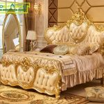 Luxury Design Gold Leaf Carving King Size Bed/ European Classic .