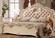 Double bed design luxury home used king size soft bed 0409 A816 .