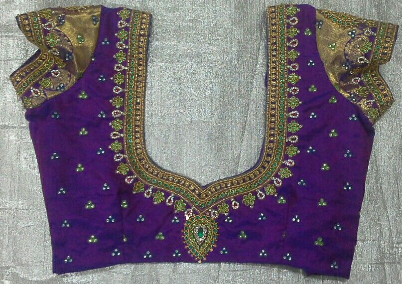 Pattu blouse with maggam work 7702919644 | Bridal blouse designs .
