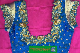 Pattu blouse with maggam work 7702919644 | Embroidered blouse desig