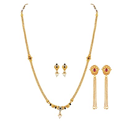 Buy Induspider Girls Gold Plated Necklace & Double Drop Earring .