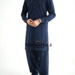 Amir Adnan Pakistani mens salwar kameez design in navy bl