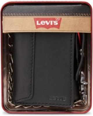 Great Deal on Levi's Men's Leather Trifold Chain Wallet, Gr