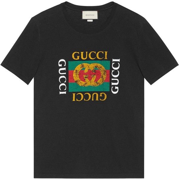 Gucci Logo Printed T-Shirt ($420) ❤ liked on Polyvore featuring .