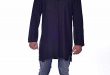 Men's Indian Kurta Loose Fit Black Solid Color Shirt Tunic 100 .