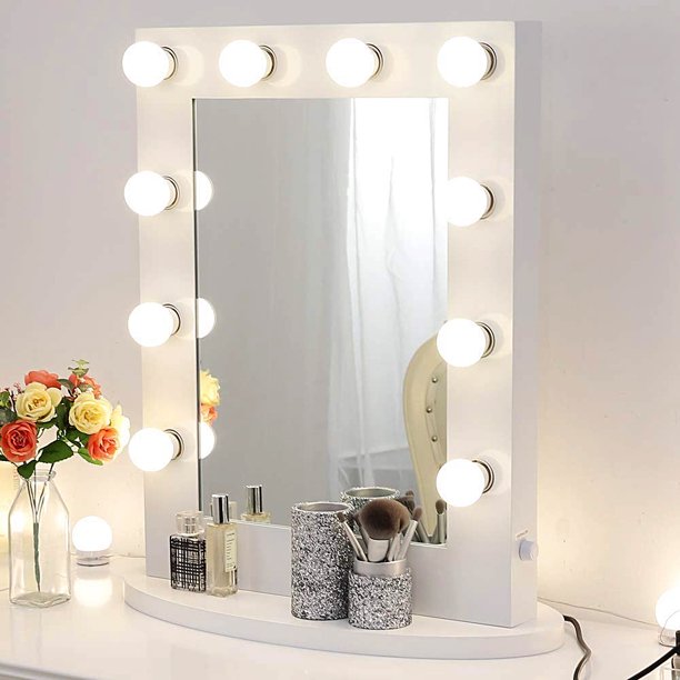 Chende Gloss White Makeup Vanity Mirror with Lights Hollywood .