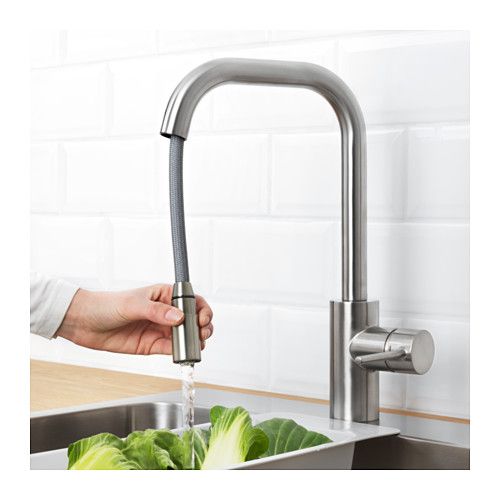 ÄLMAREN Kitchen faucet with pull-out spout - stainless steel color .