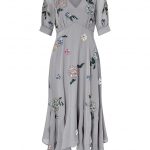 Harriette Embellished Hanky Hem Midi Dress | Grey | UK 24 / US 20 .