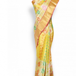 Wedding Wear Multi Colour With Gold Border Pure Kanchipuram Silk .